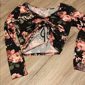 Crop too can cinch shut floral print Medium
